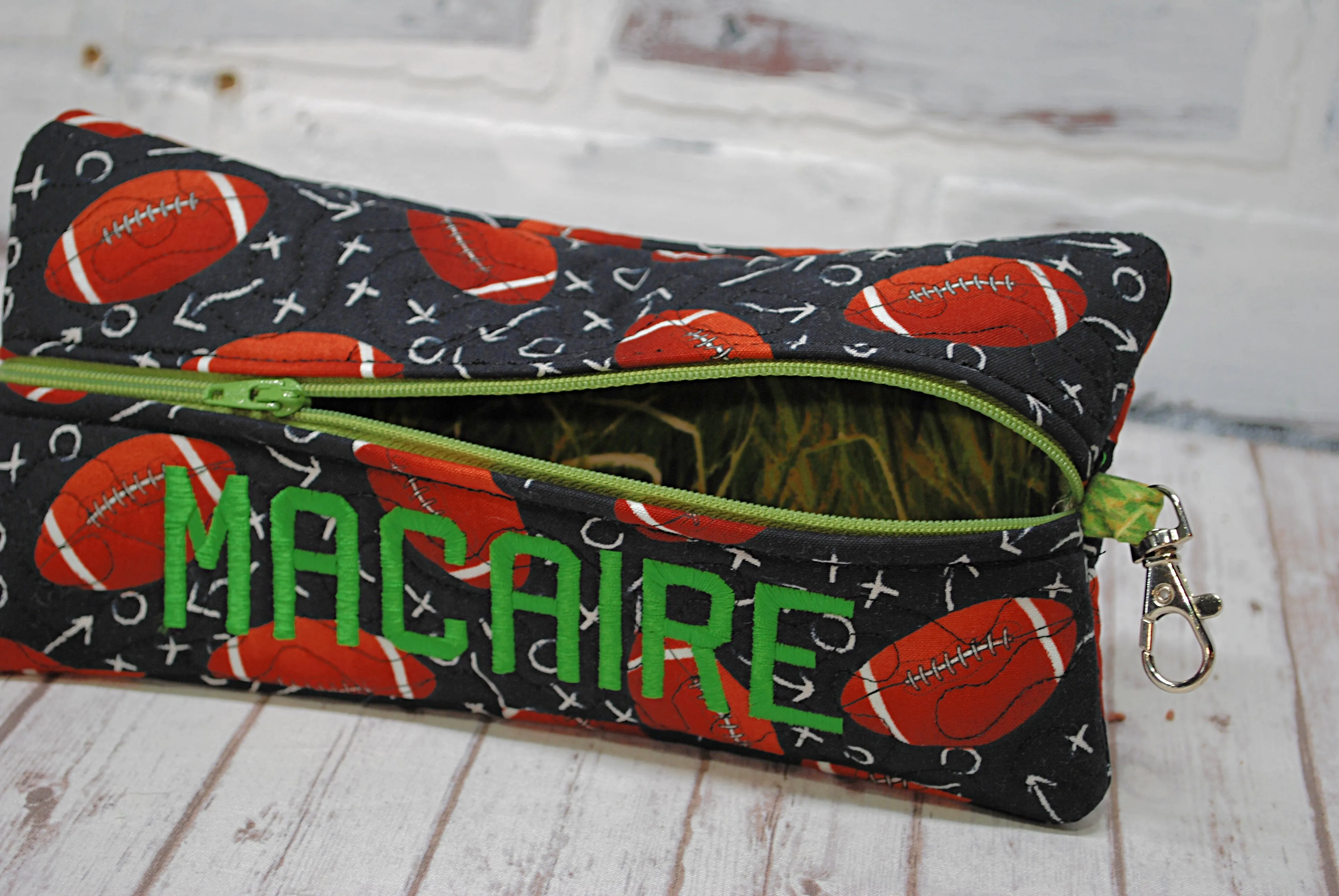 Football Plays Personalized Quilted Pouch