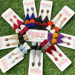 FOOTBALL TASSEL DUAL COLOR DANGLE EARRINGS
