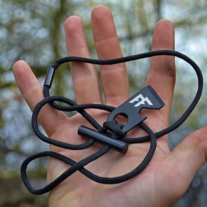Forest Fundamentals™ Sidekick Fire Starter™ | Ferro Rod Fire Steel & Striker Necklace | All-Weather, EDC, Bushcraft, Camping | Bottle Opener & Tinder Scraper | 5,500º F Molten Sparks