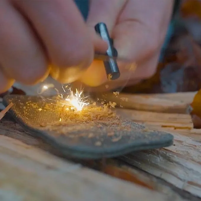 Forest Fundamentals™ Sidekick Fire Starter™ | Ferro Rod Fire Steel & Striker Necklace | All-Weather, EDC, Bushcraft, Camping | Bottle Opener & Tinder Scraper | 5,500º F Molten Sparks