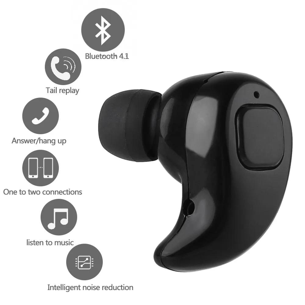 Free Shipping Bluetooth 4.1 Earphone Gaming Headset Wireless Head phone Handsfree Stereo Music QI-Enabled With mini Earbud