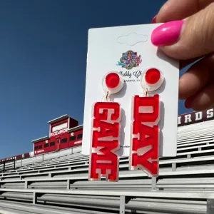 Game Day Earrings - Red/White
