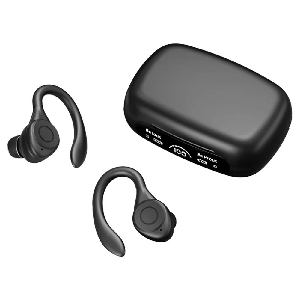 Gaming Earphones Ear Hook Waterproof Fitness Earbuds Bluetooth-Compatible5.3 Noise Reduction Power Display Sports Music Earbuds