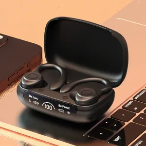Gaming Earphones Ear Hook Waterproof Fitness Earbuds Bluetooth-Compatible5.3 Noise Reduction Power Display Sports Music Earbuds
