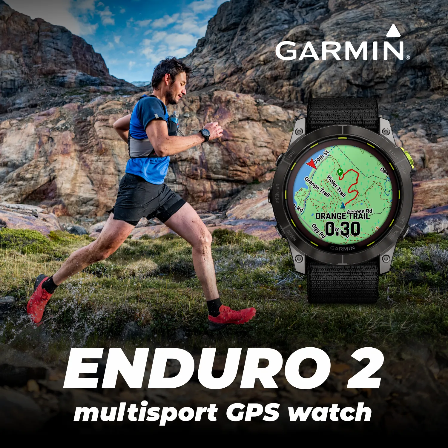 Garmin Enduro 2, Carbon Gray DLC Titanium with Black Nylon Band, Solar Charging, with Wearable4U EarBuds Bundle (Bundle Options Available)