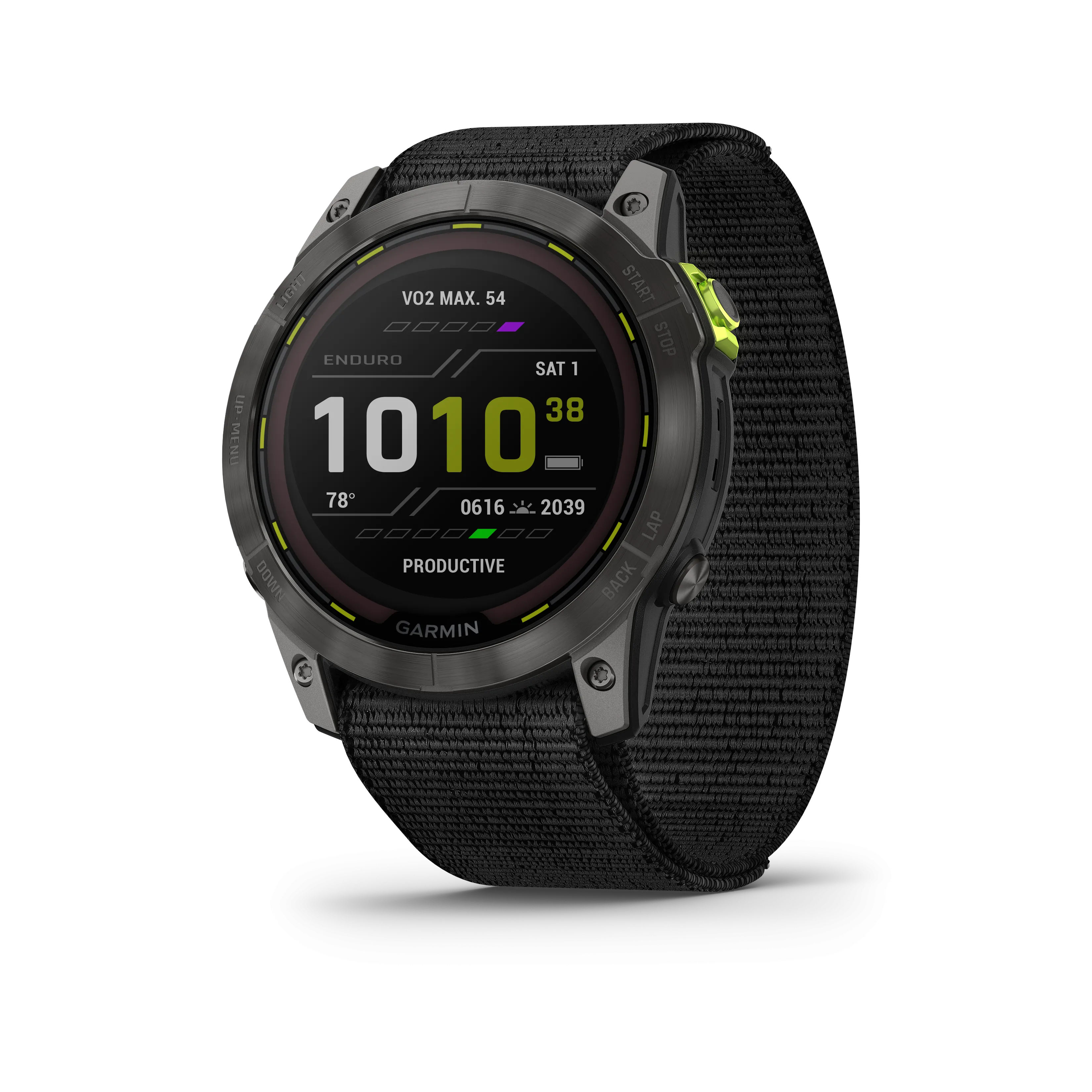 Garmin Enduro 2, Carbon Gray DLC Titanium with Black Nylon Band, Solar Charging, with Wearable4U EarBuds Bundle (Bundle Options Available)