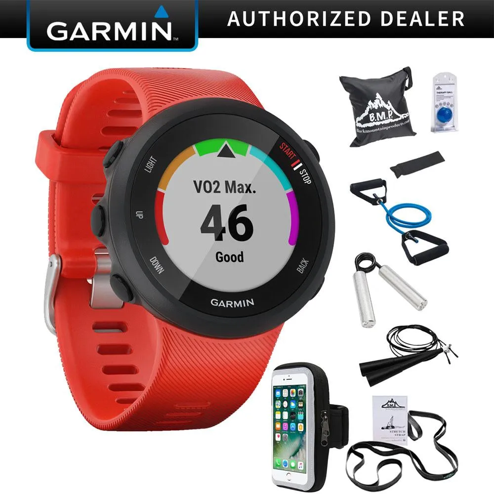 Garmin Forerunner 45 GPS Running Watch 42mm (Lava Red) w/ 7pc Fitness Kit   More