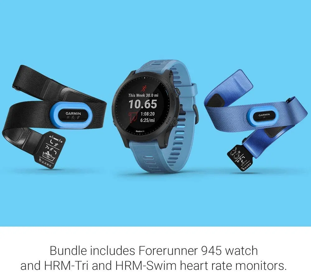 Garmin Forerunner 945 Premium GPS Running / Triathlon Smartwatch with EarBuds Bundle