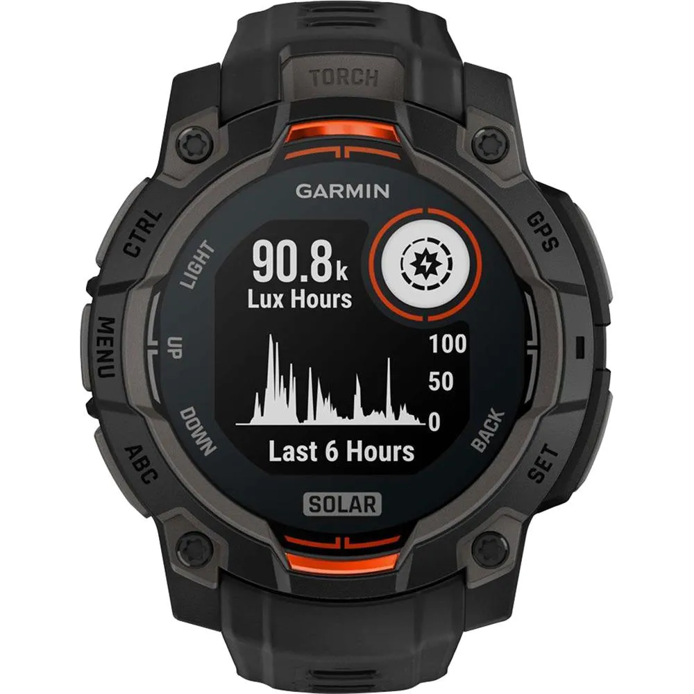 Garmin Instinct 3 45mm GPS Smartwatch, SOLAR   2x Protector   2 Yr Warranty Bundle