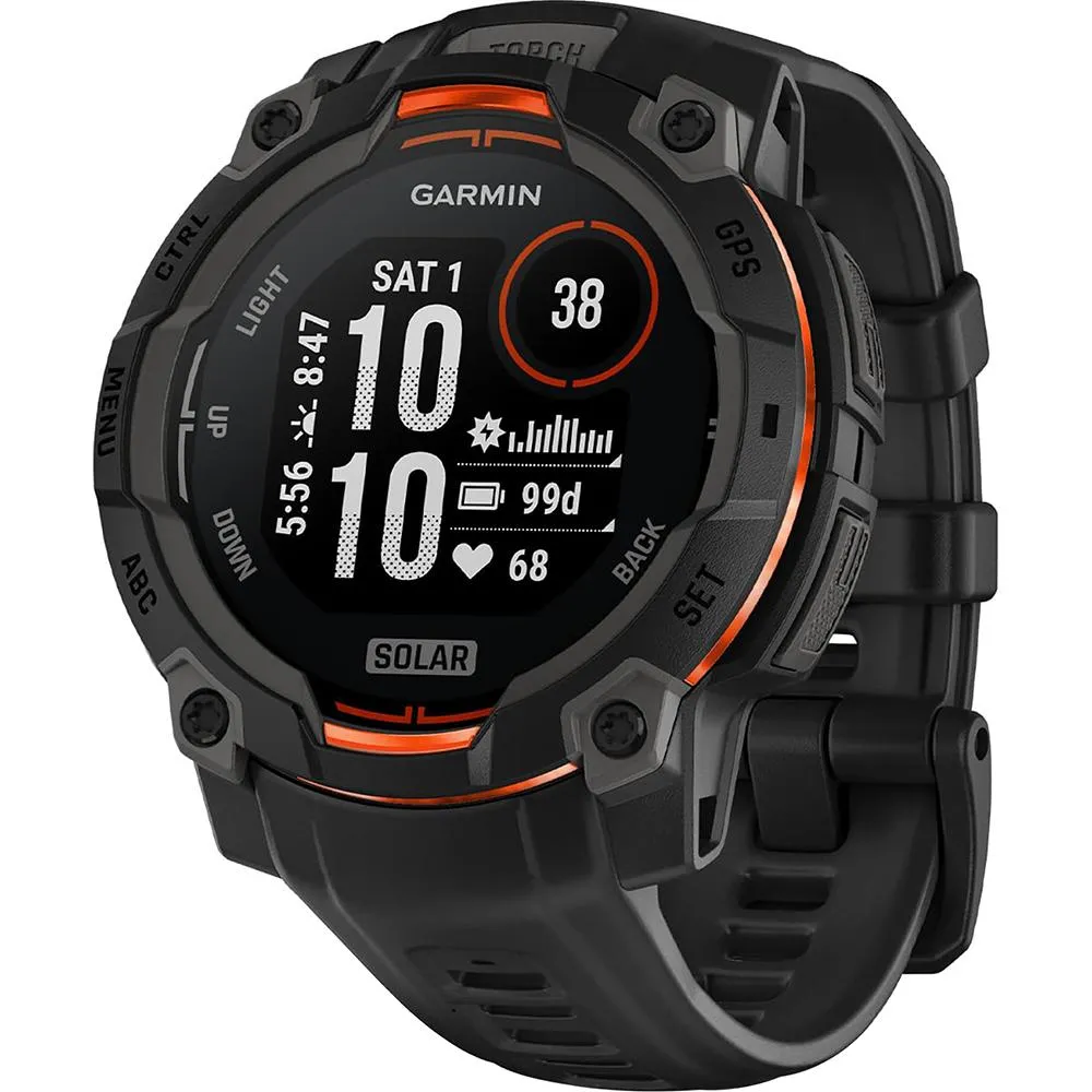 Garmin Instinct 3 45mm GPS Smartwatch, SOLAR   2x Protector   2 Yr Warranty Bundle