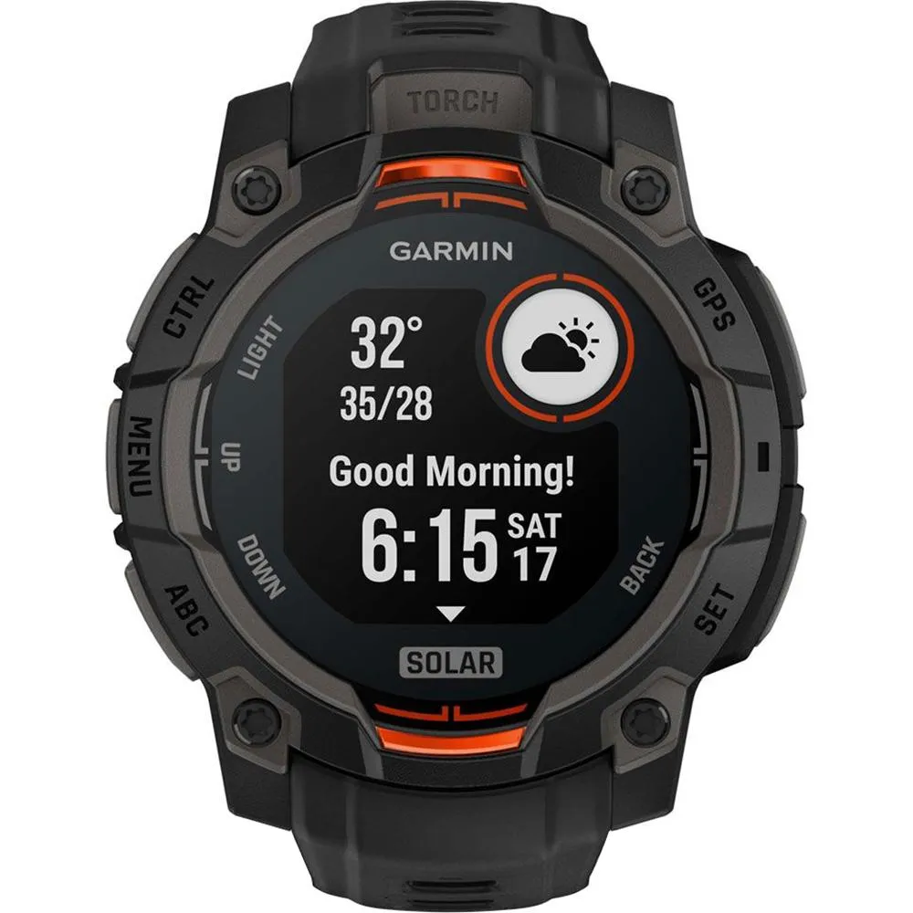 Garmin Instinct 3 45mm GPS Smartwatch, SOLAR   2x Protector   2 Yr Warranty Bundle