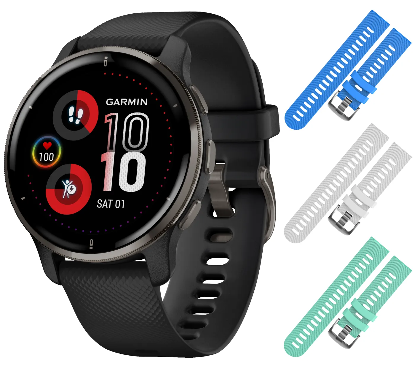 Garmin Venu 2 Plus GPS Multisport Smartwatch with Call and Text, Music with Wearable4U 3 Straps Bundle