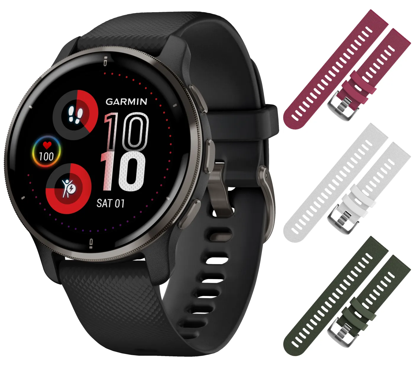 Garmin Venu 2 Plus GPS Multisport Smartwatch with Call and Text, Music with Wearable4U 3 Straps Bundle
