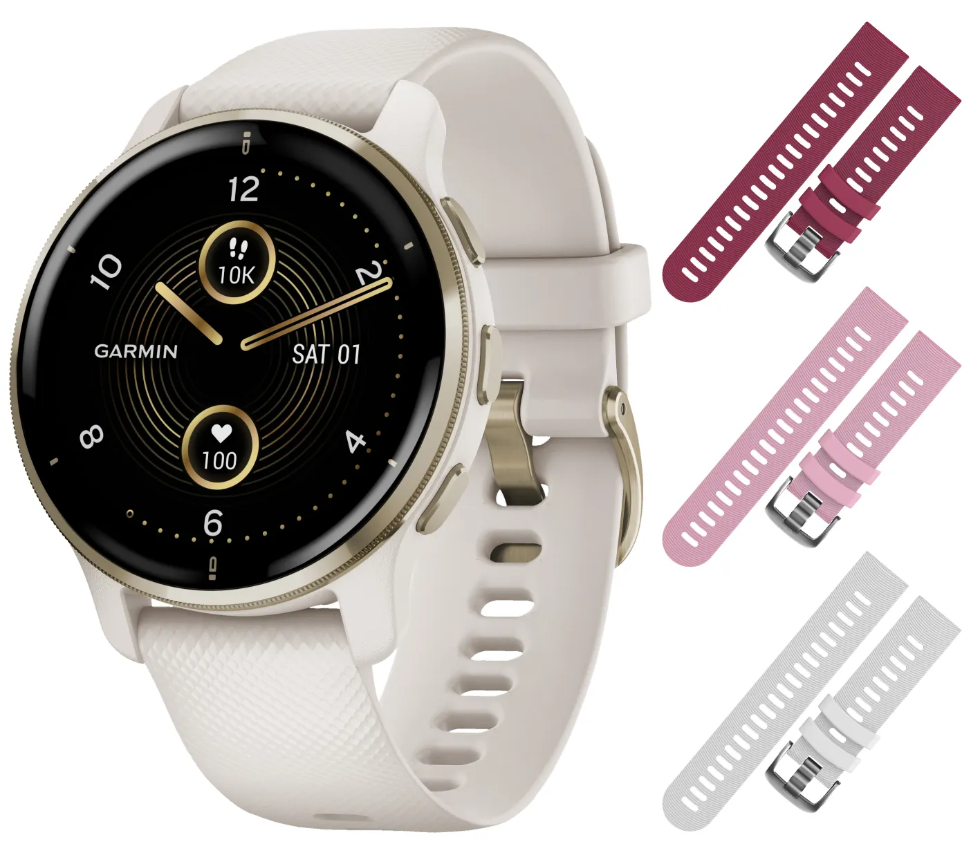 Garmin Venu 2 Plus GPS Multisport Smartwatch with Call and Text, Music with Wearable4U 3 Straps Bundle