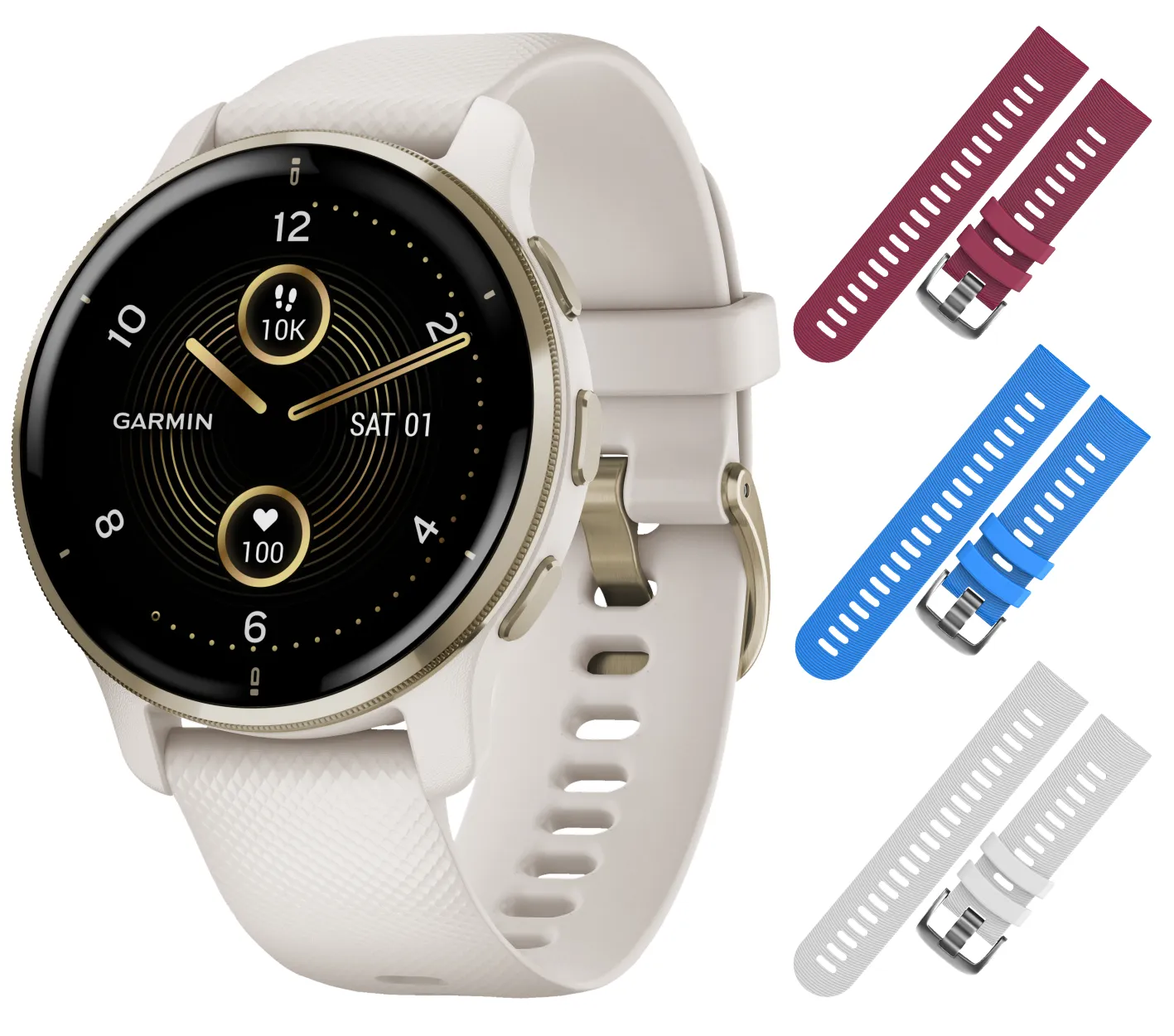Garmin Venu 2 Plus GPS Multisport Smartwatch with Call and Text, Music with Wearable4U 3 Straps Bundle