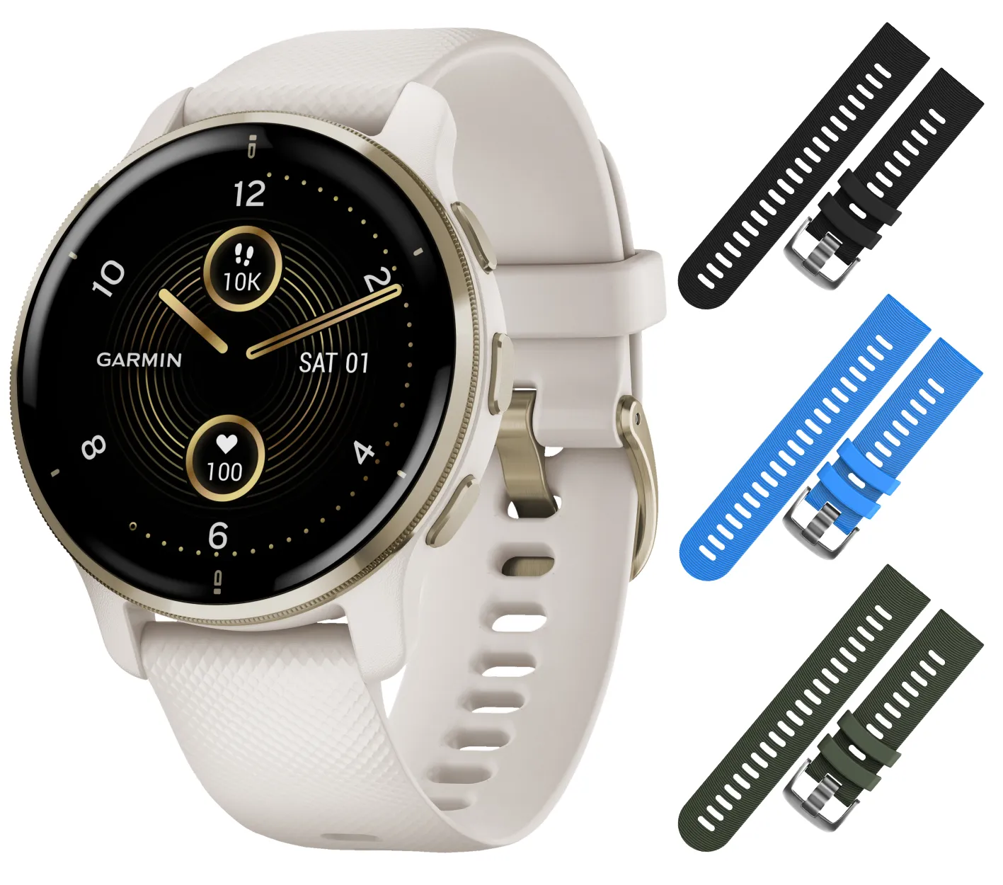 Garmin Venu 2 Plus GPS Multisport Smartwatch with Call and Text, Music with Wearable4U 3 Straps Bundle