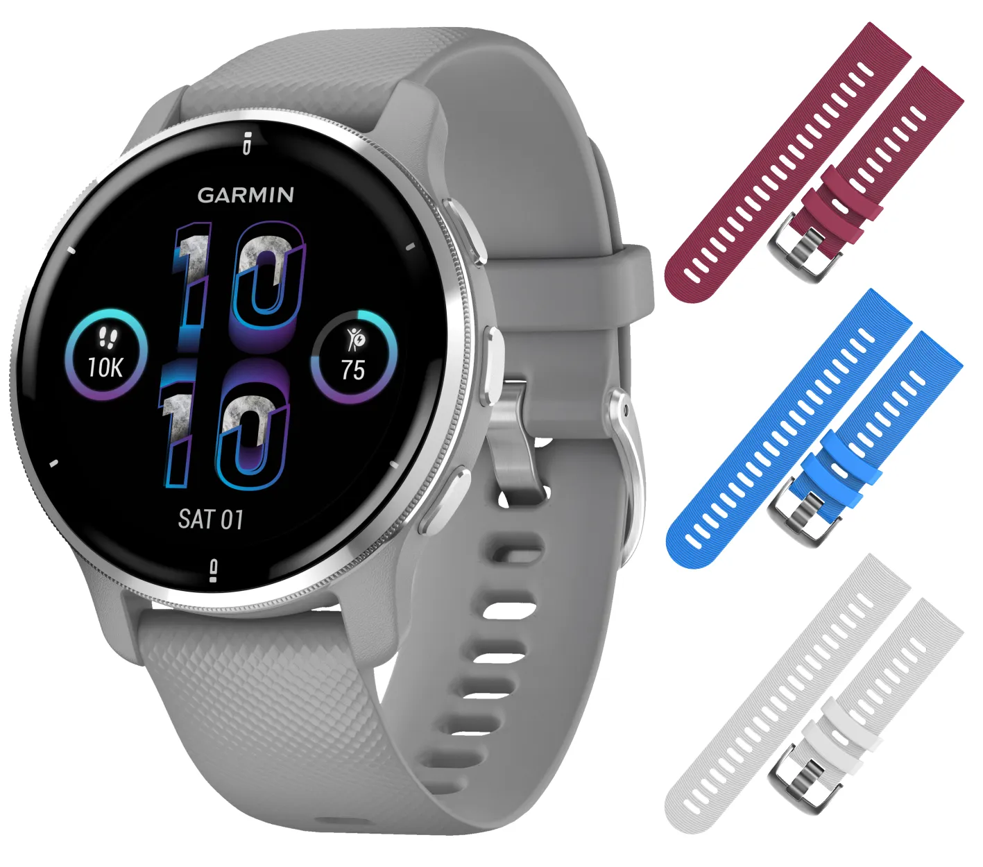 Garmin Venu 2 Plus GPS Multisport Smartwatch with Call and Text, Music with Wearable4U 3 Straps Bundle