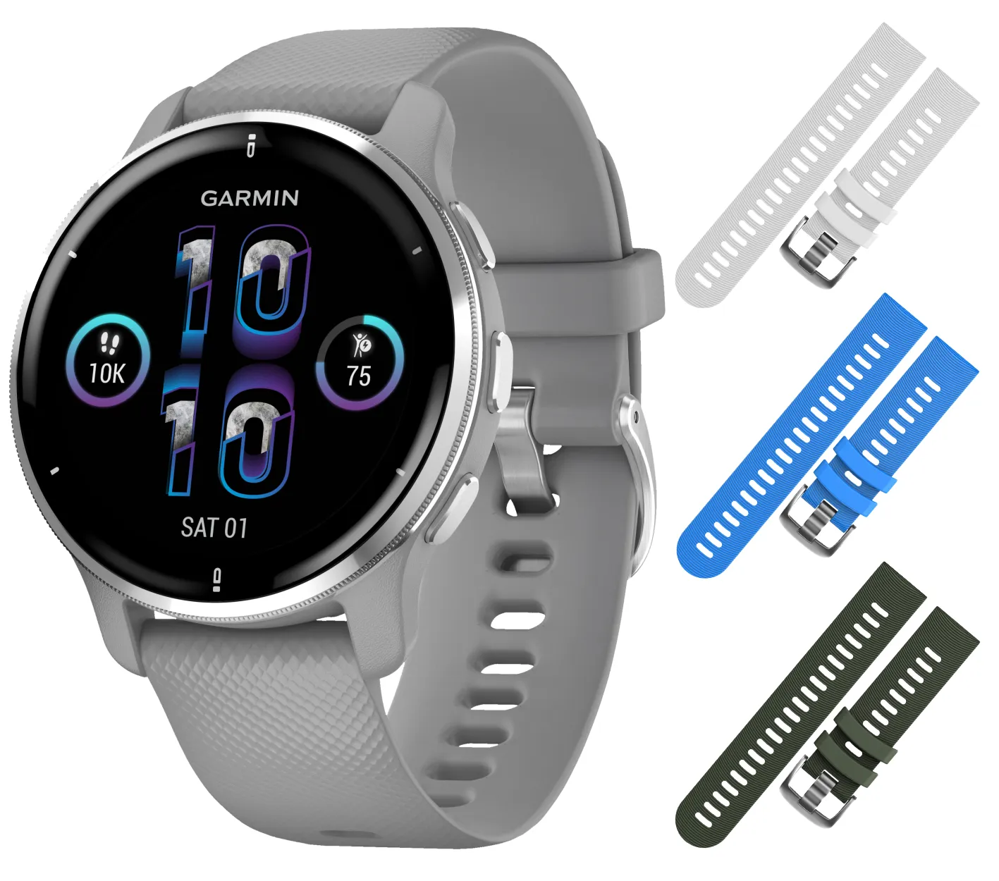 Garmin Venu 2 Plus GPS Multisport Smartwatch with Call and Text, Music with Wearable4U 3 Straps Bundle