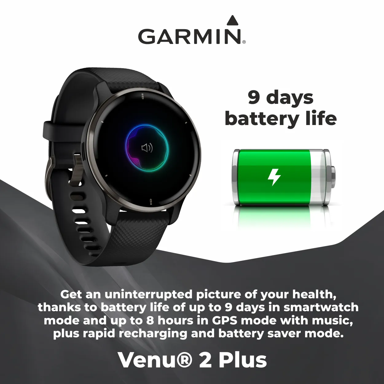 Garmin Venu 2 Plus GPS Multisport Smartwatch with Call and Text, Music with Wearable4U 3 Straps Bundle