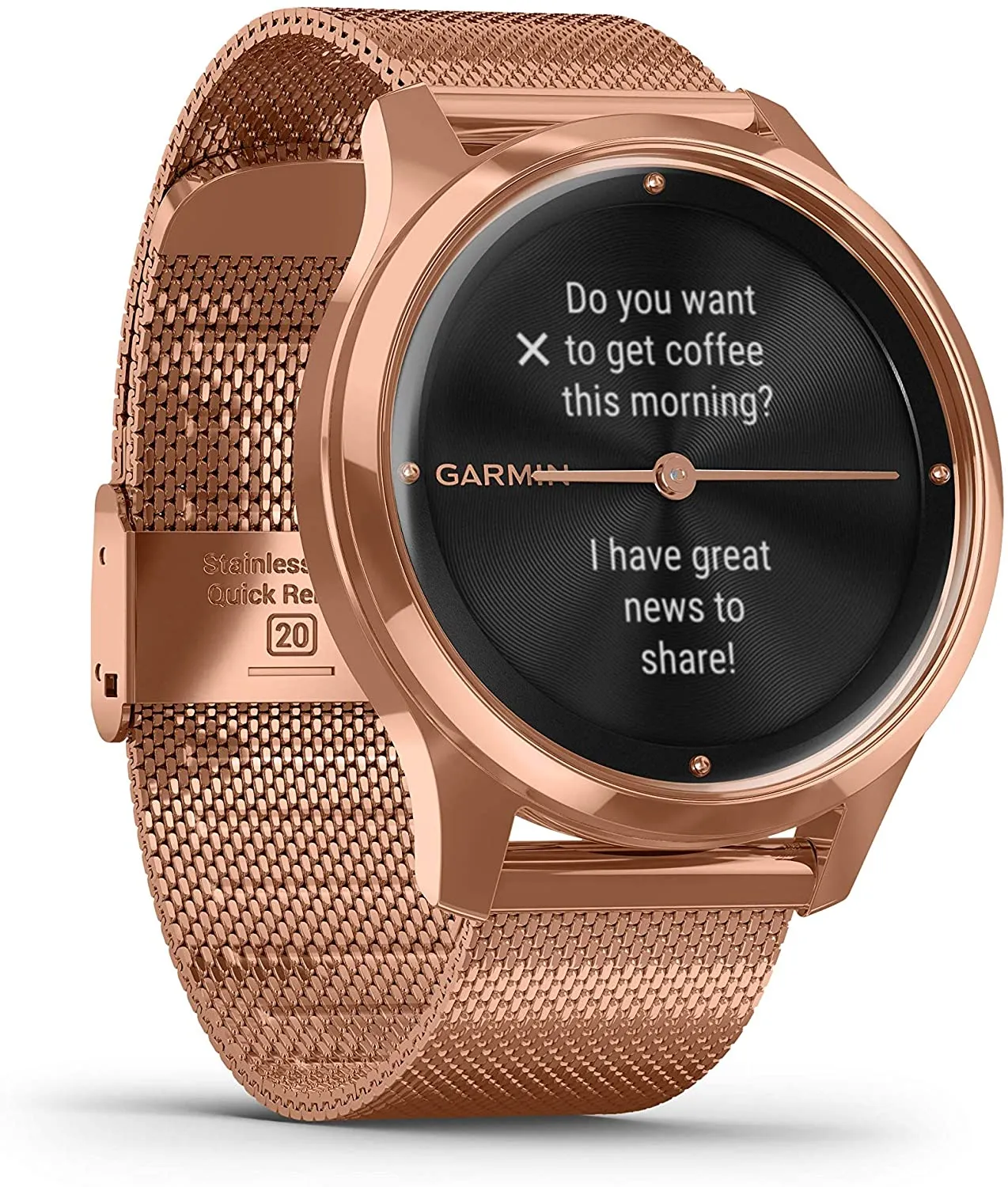 Garmin Vivomove 3 Luxe, Hybrid Smartwatch with Black Earbuds Bundle (18K Rose Gold/Black, Milanese)