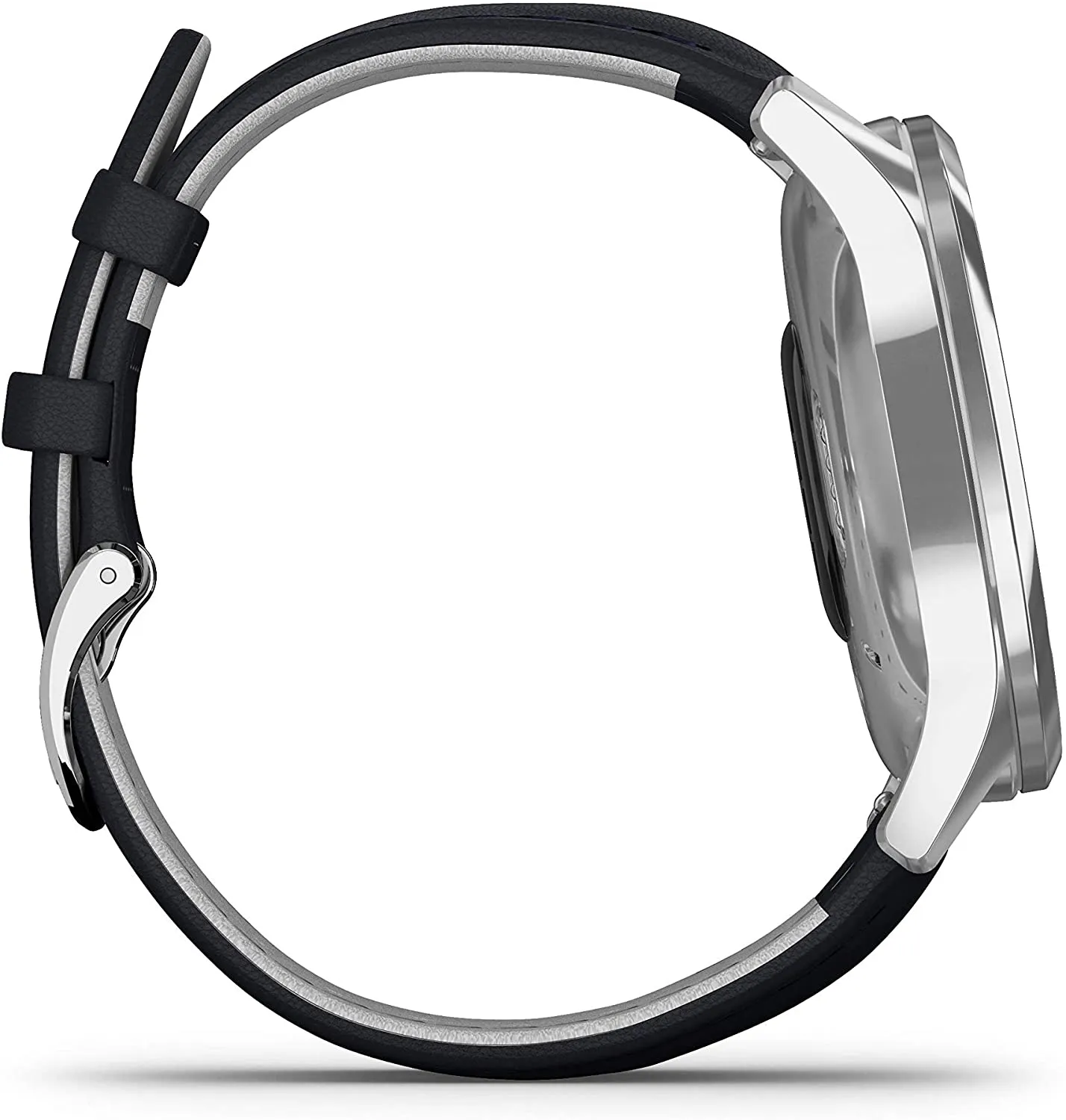 Garmin Vivomove 3 Luxe, Hybrid Smartwatch with Included Wearable4U Ultimate Black Earbuds with Charging PowerBank Case Bundle (Navy/Silver, Leather)