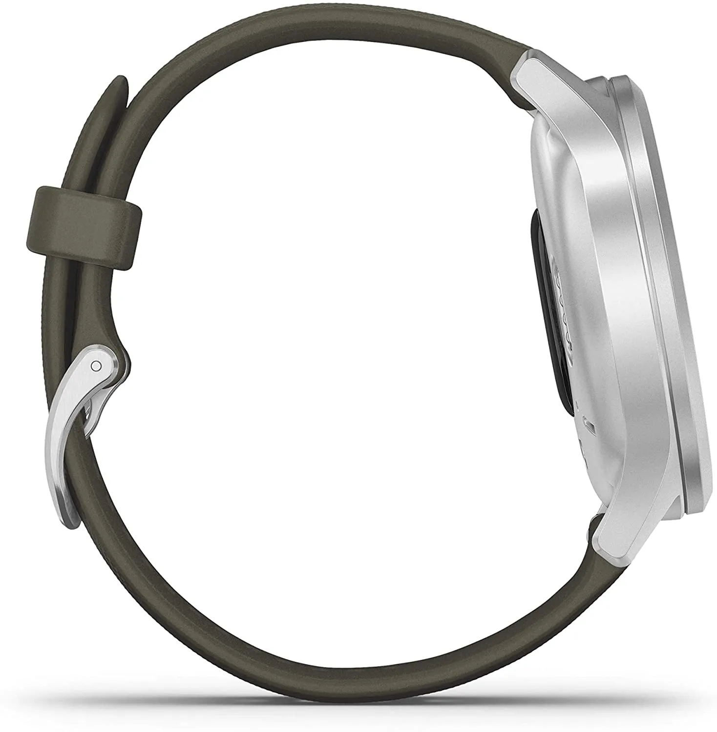 Garmin Vivomove 3 Style, Hybrid Smartwatch with Included Wearable4U Ultimate White Earbuds with Charging PowerBank Case Bundle (Moss Green/Silver)