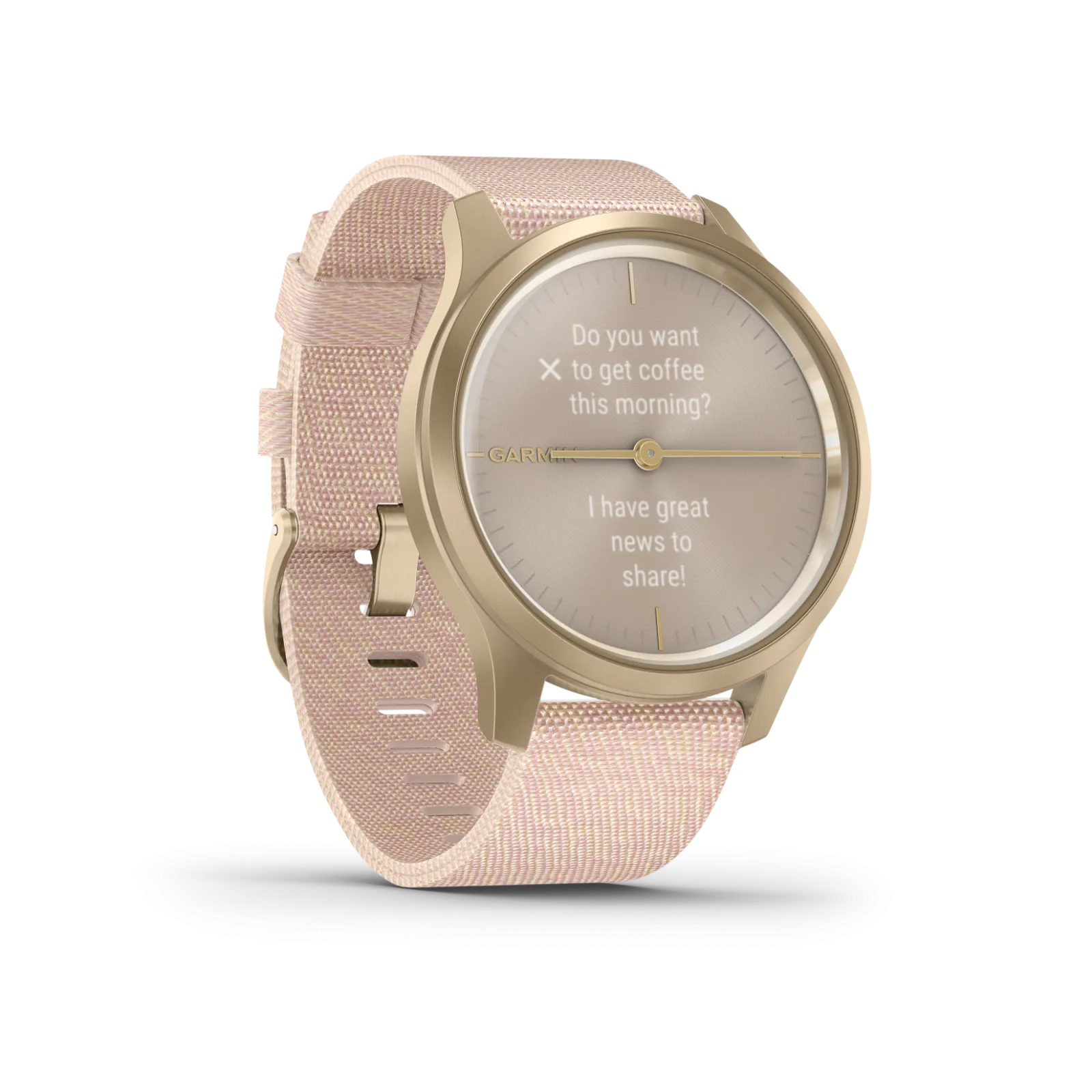 Garmin Vivomove 3 Style, Hybrid Smartwatch with White Earbuds Bundle (Blush Pink/Gold, Nylon)