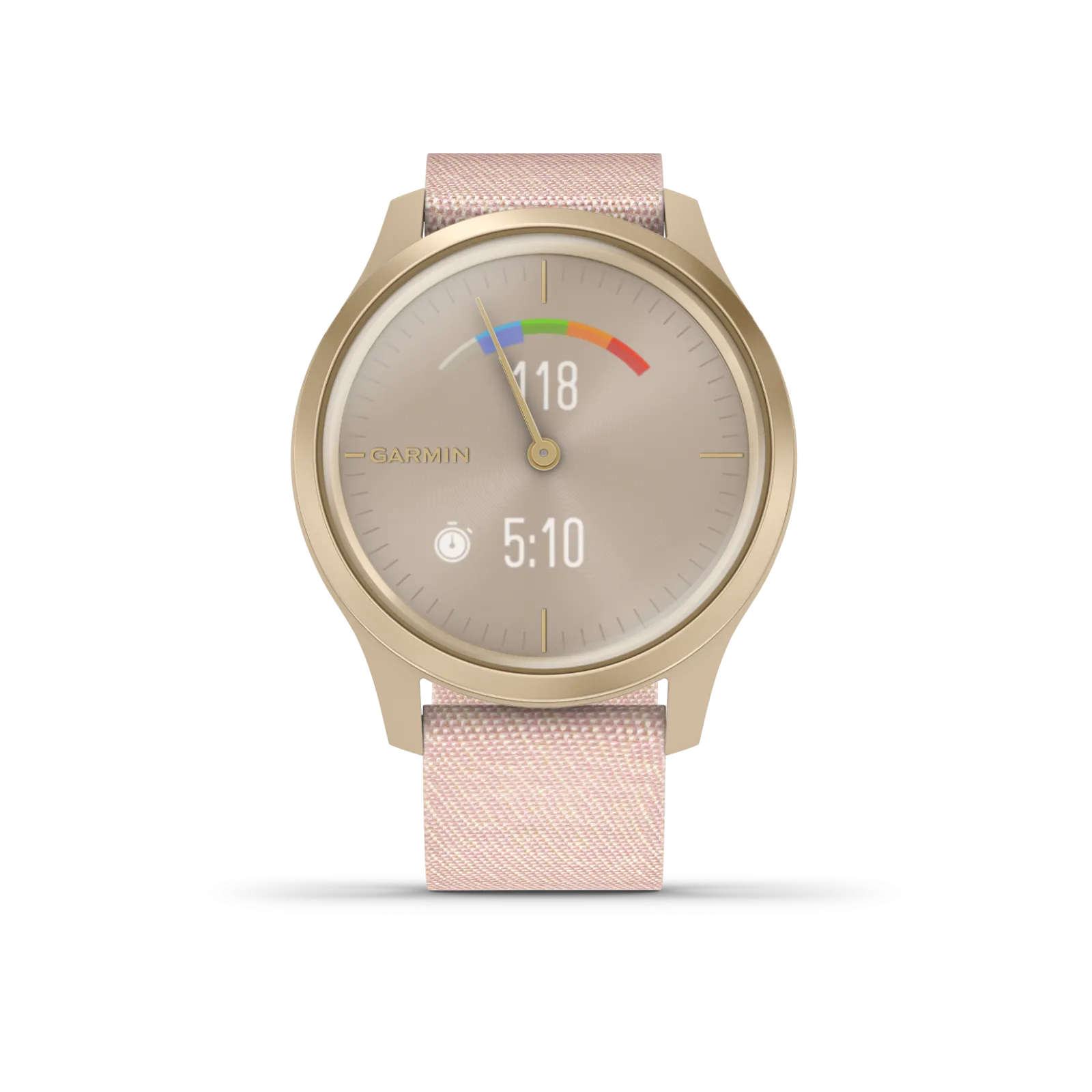 Garmin Vivomove 3 Style, Hybrid Smartwatch with White Earbuds Bundle (Blush Pink/Gold, Nylon)