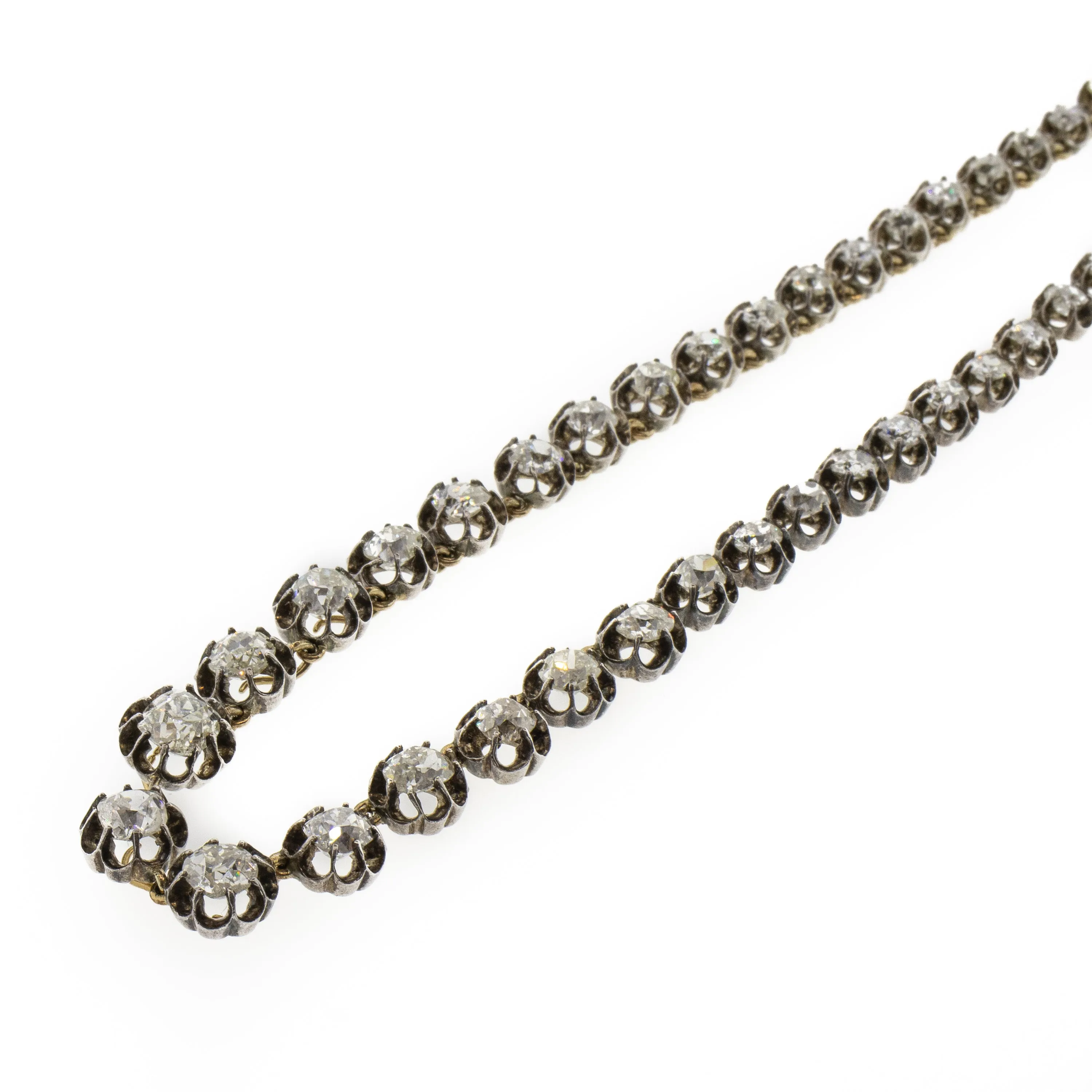 Genuine Antique Georgian Old Mine Diamond Riviere Necklace