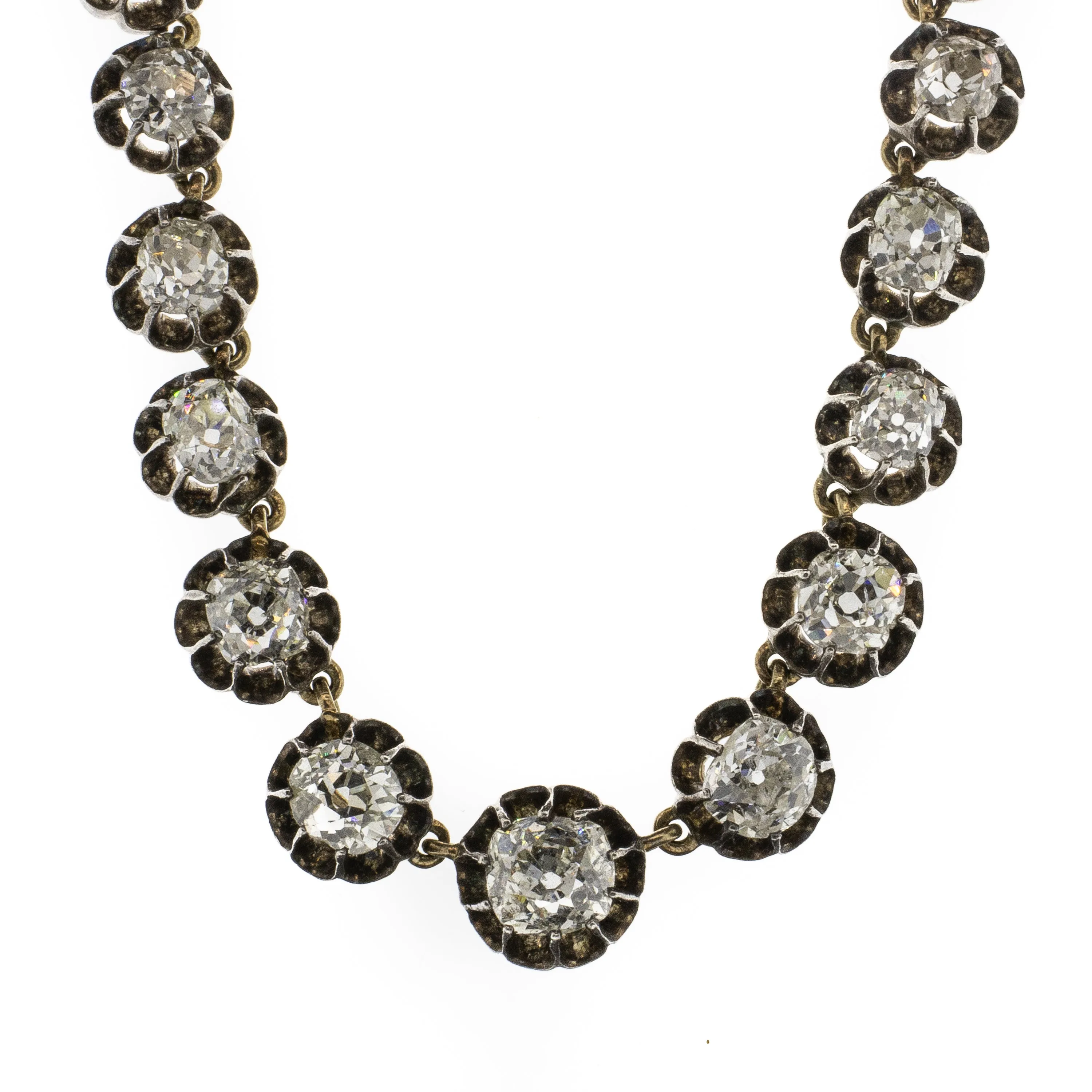Genuine Antique Georgian Old Mine Diamond Riviere Necklace