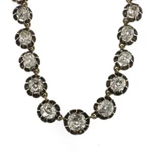Genuine Antique Georgian Old Mine Diamond Riviere Necklace