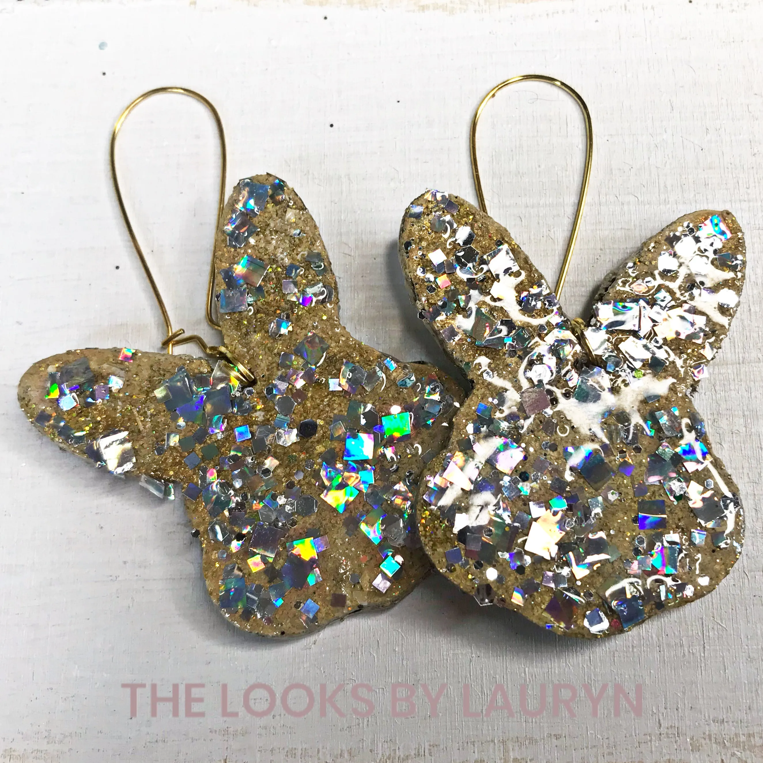 Gold Mirror Bunny Easter Earrings