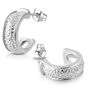 Half Hoop Earrings Stainless Steel Silver-Tone