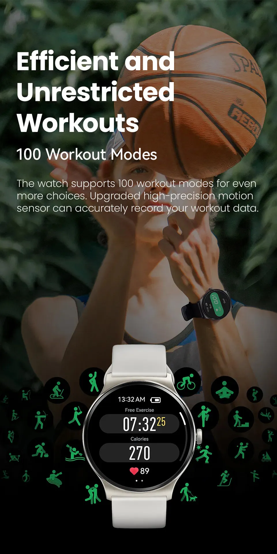 Heart Rate Blood Oxygen Monitoring 100  Workout Modes Solar Lite Smart Watch