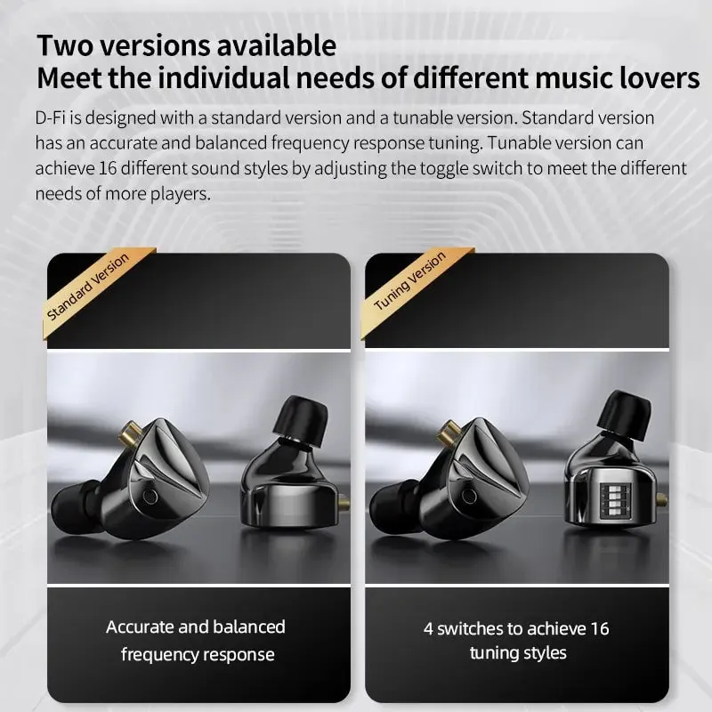 HiFi Bass Earphones - Monitor Earbuds with 4-Level Tuning Switch, Sport Stereo Sound, Noise Reduction Headset