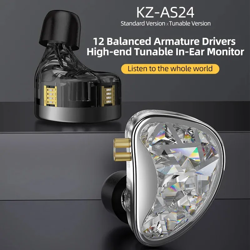 HIFI In-Ear Monitor: 12 Balanced Armature Earphones with Noise Cancelling for DJ and Sports Headset
