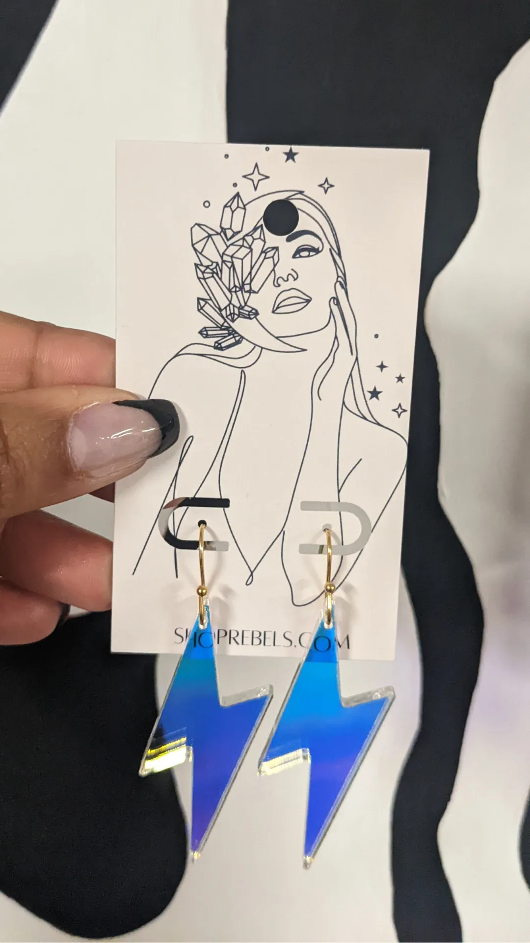 Holographic Lightening Bolt Earring