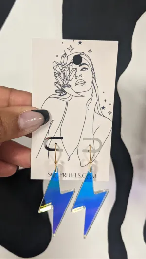 Holographic Lightening Bolt Earring