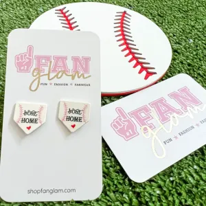 HOME SWEET HOME PLATE STUD EARRINGS WHITE