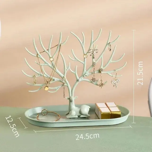 Jewelry Display Stand Tray Tree Storage Racks Earrings Necklaces Rings Jewelry Boxes Case Desktop Organizer Holder Make Up Decor