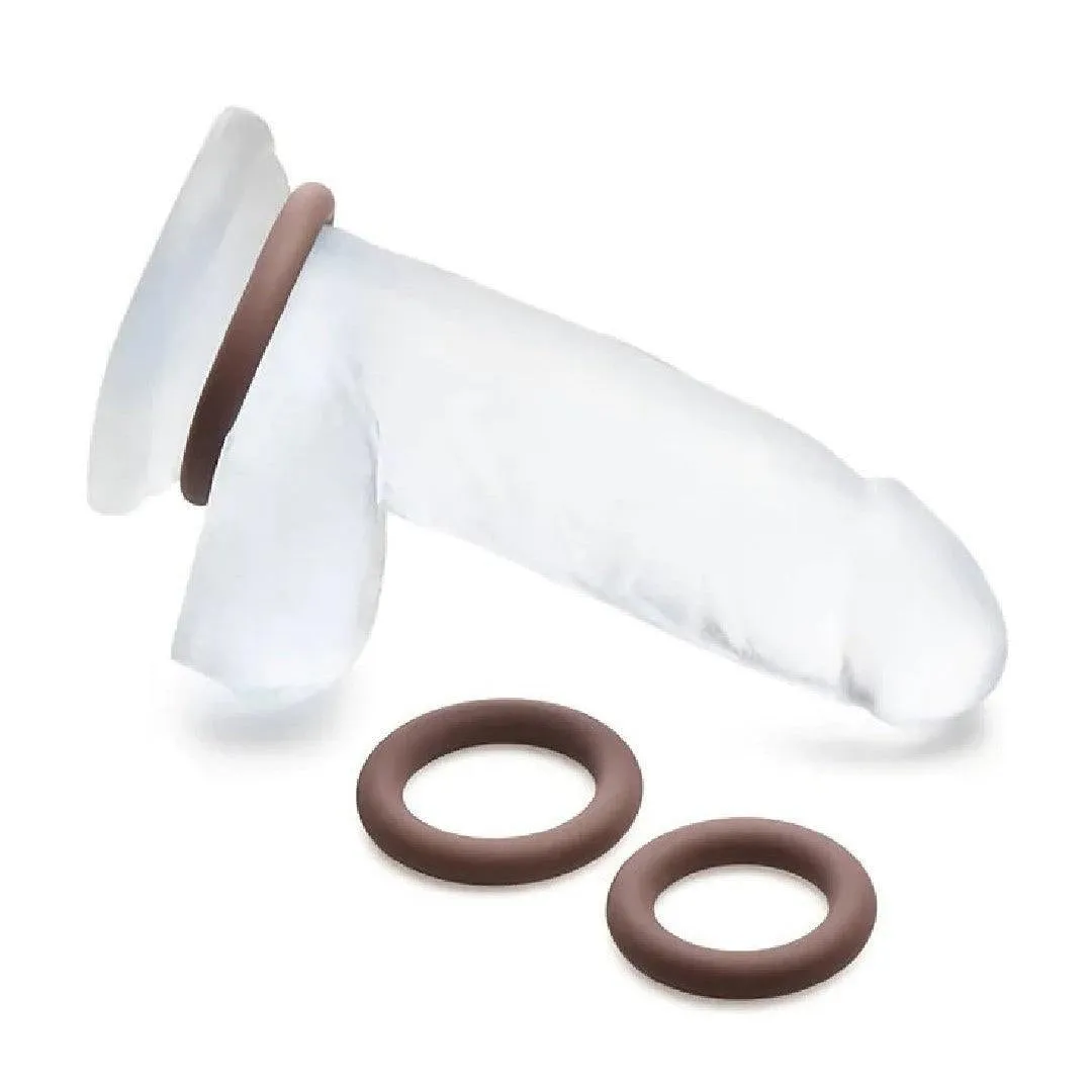 Jock Discreet Stretchy Silicone Cock Ring Set of 3 - Chocolate