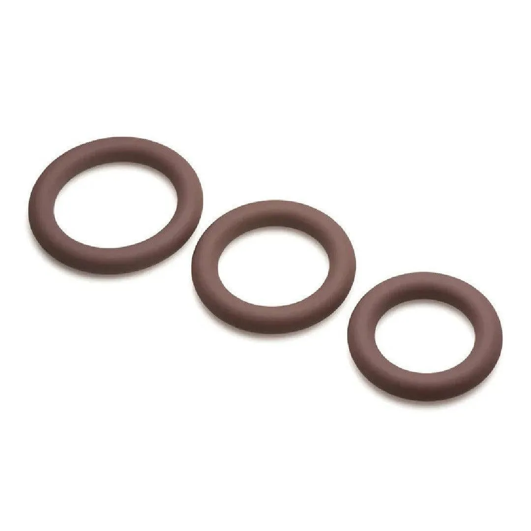 Jock Discreet Stretchy Silicone Cock Ring Set of 3 - Chocolate