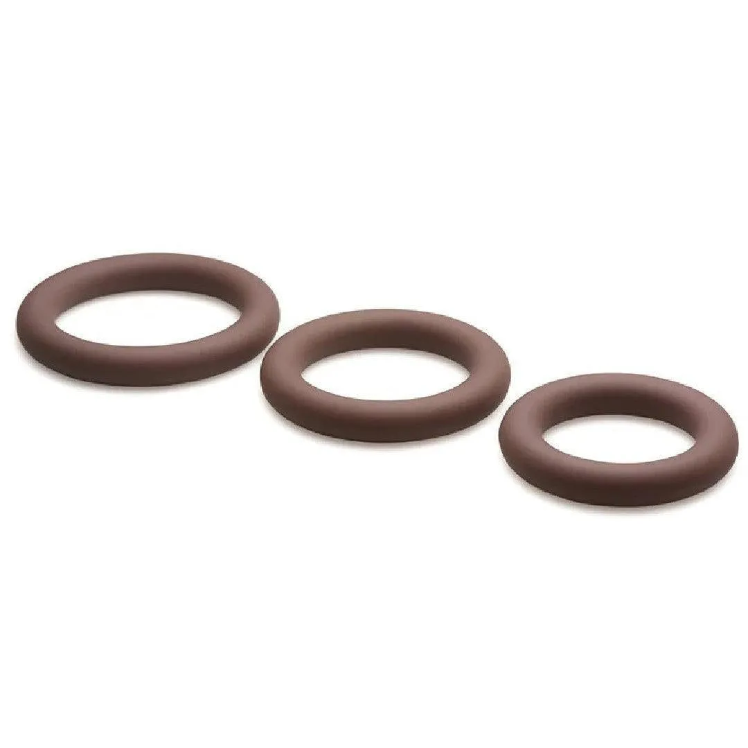 Jock Discreet Stretchy Silicone Cock Ring Set of 3 - Chocolate
