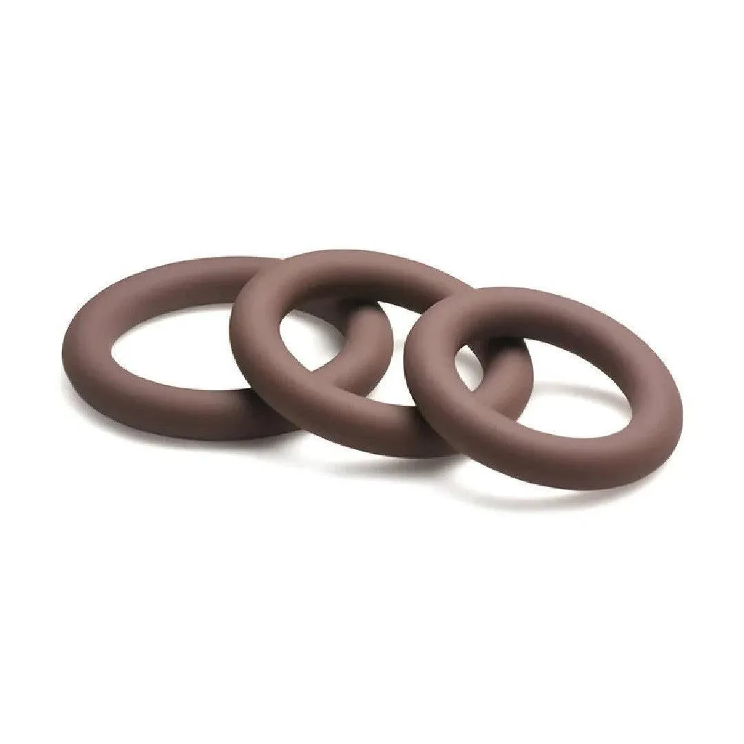 Jock Discreet Stretchy Silicone Cock Ring Set of 3 - Chocolate