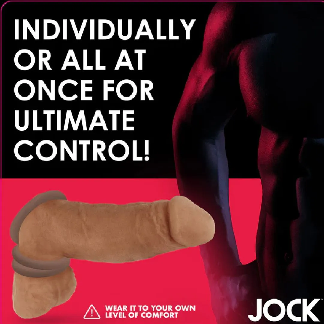 Jock Discreet Stretchy Silicone Cock Ring Set of 3 - Chocolate