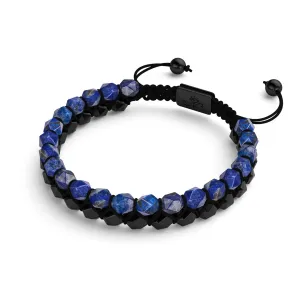 Lapis & Black Agate | Gunmetal | Double Geom Bracelet