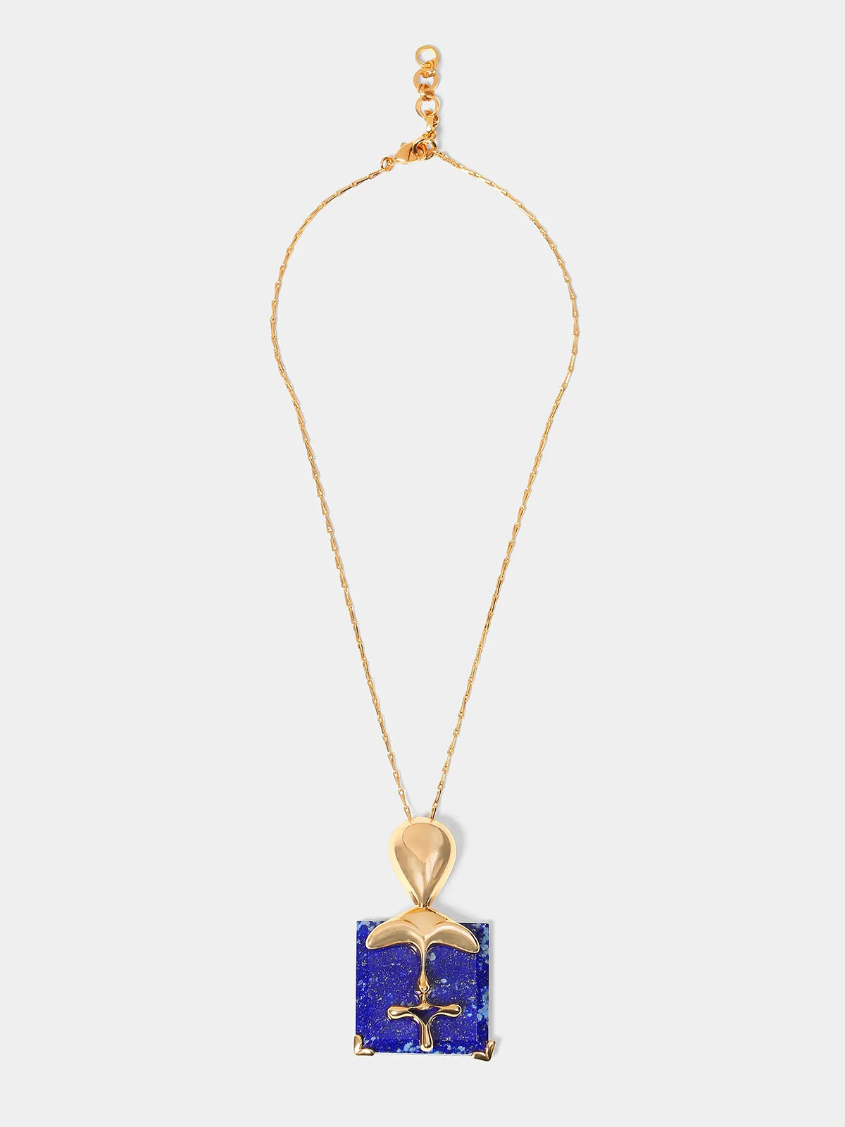 Large Blue & Gold Stone Necklace