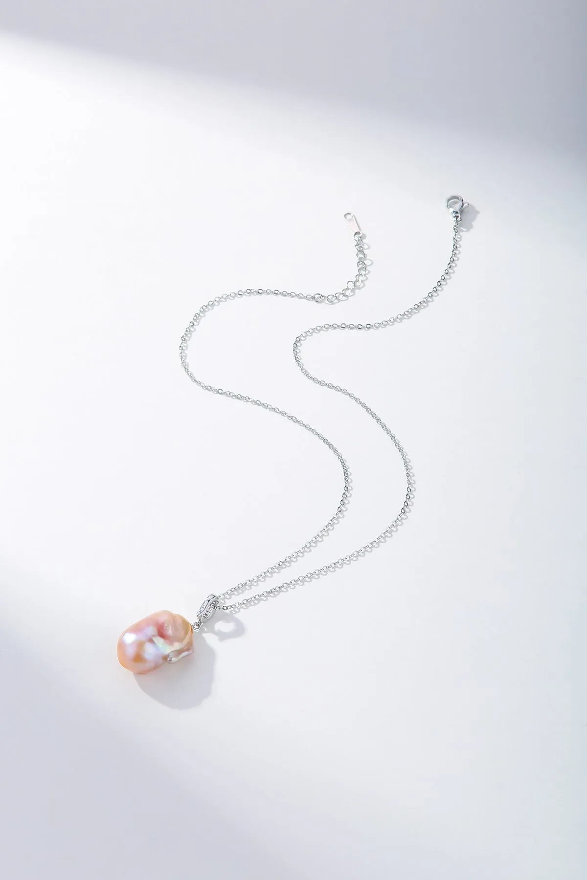 Large Pink Baroque Pearl Pendant Necklace