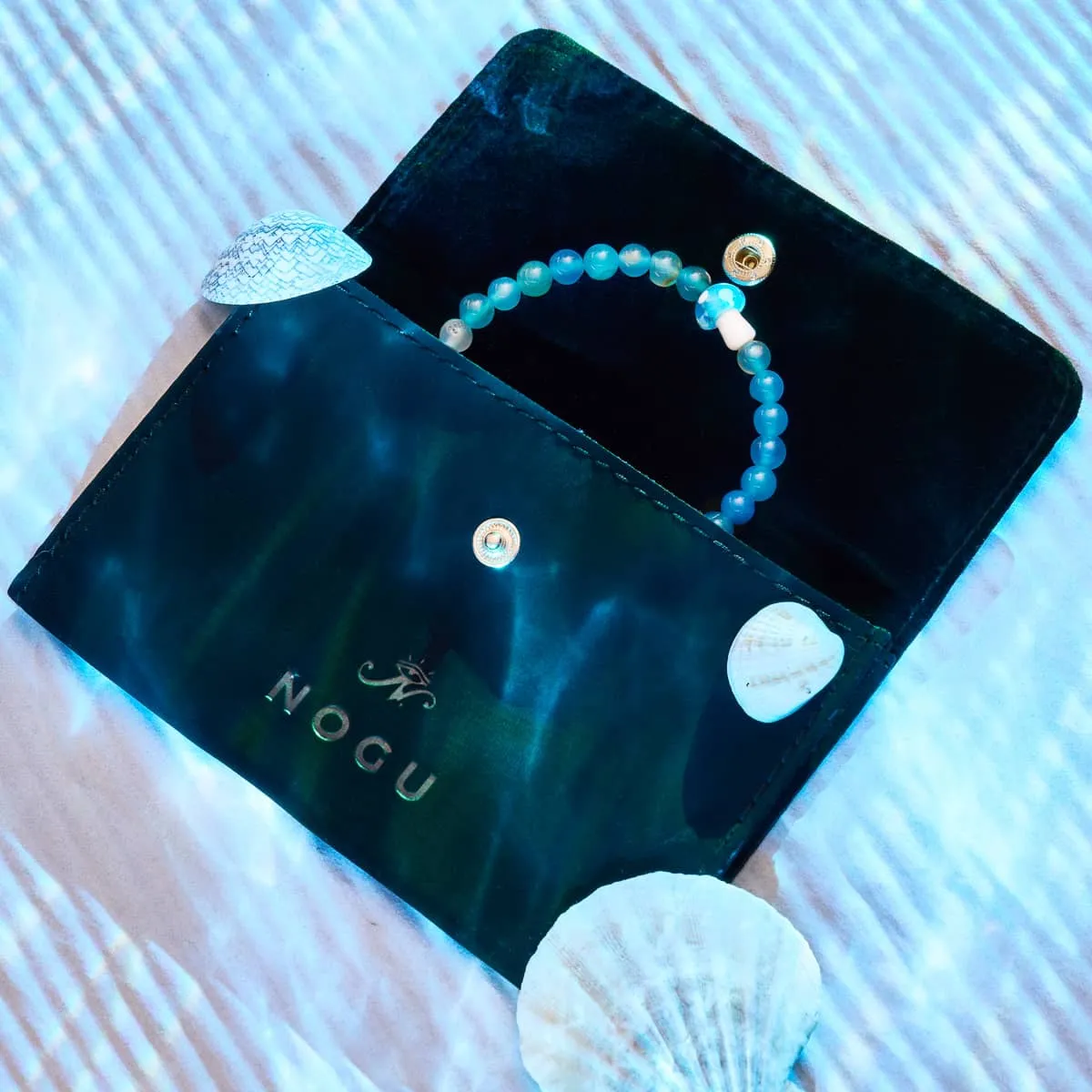 Light Blue Agate | .925 Sterling Silver | Firefly Glass Mushroom Gemstone Bracelet