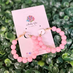 Light Pink Beaded Hoops